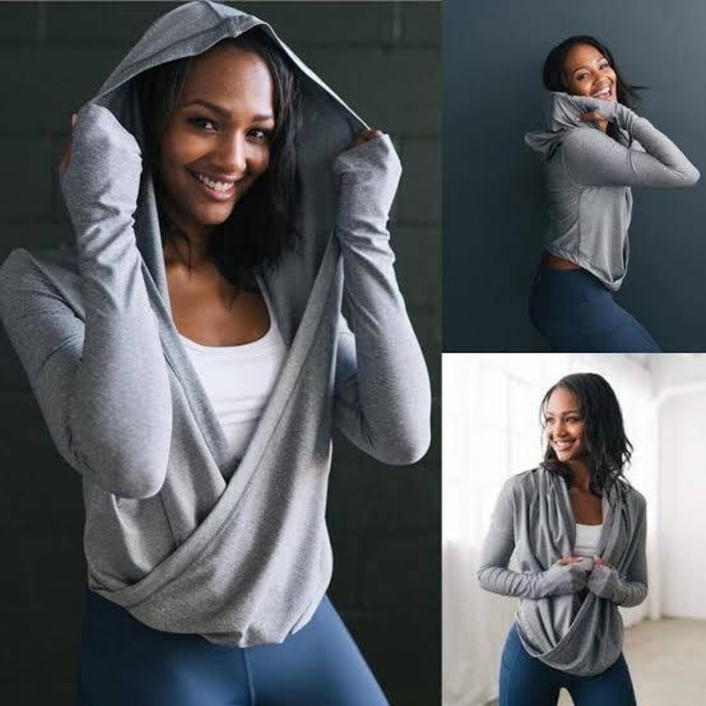ZYIA ACTIVE Yoga Shawl Grey  Hooded, XXL (A5)